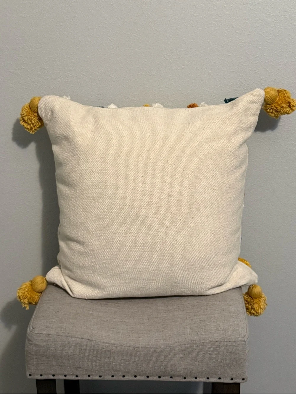 Noble Excellence Boho Tassel Throw Pillow in Cream, Mustard & Rust